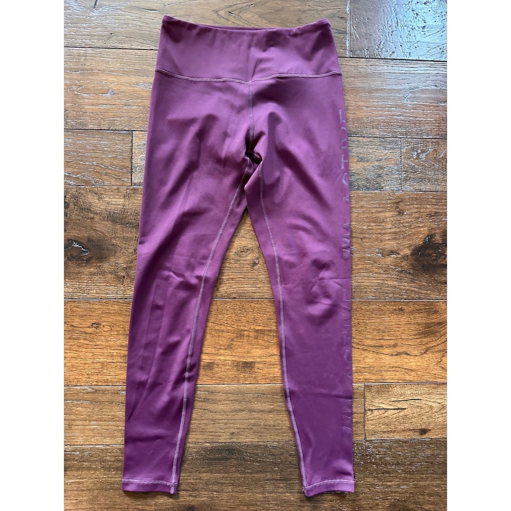Zyia Active Womens Plum Purple High Waisted Logo Leggings Size Small Yoga Gym